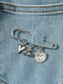 Heart Decor Pin Brooch Valentines,Mom,Mother,Mother's Day,Gift - Silver - View 1