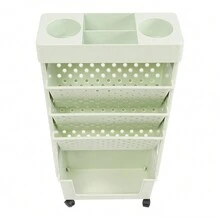 YUNRUX 5-Tier Rolling Cart Multifunctional Storage Cart Storage Shelf, Storage Bookshelf Shelf With Wheels - 綠色 - 查看 6