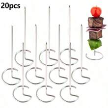 10 件/20 件不锈钢烧烤串，适用于空气炸锅和烤箱，垂直烧烤棒，适合户外露营、徒步旅行、烧烤工具、非电动、耐用厨具