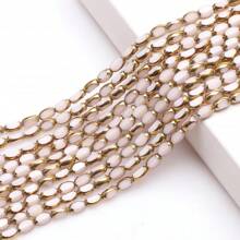 48pcs 4*6mm Colorful Crystal Glass Beads With Gold Trim, Middle Hole, For DIY Crafts, Jewelry Making, Shoes, Accessories, Phone Chain, Necklace, Bracelet, Glasses Chain