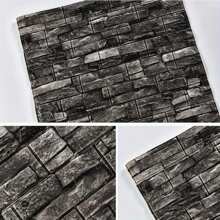 1 张 3D 砖纹壁纸复古 PET 防水自粘墙贴墙纸适用于客厅厨房卧室墙壁装饰 DIY 家居艺术装饰 70*100 厘米 - 黑色 - 查看 6