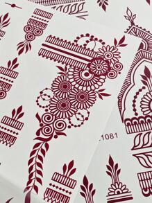 2 Sheet Flower Henna Tattoo Sticker Brown Waterproof Hand Tattoo Sticker For Women Party Decals Mehndi Designs - Brown - View 4