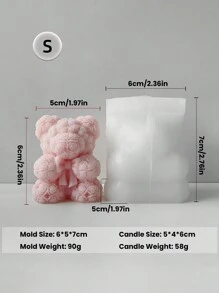 1 khuôn nến silicon hình gấu nơ hoa hồng, dùng để làm nến thơm, xà phòng thủ công, đúc thạch cao, đồ thủ công bằng đất sét nhựa, phù hợp với nhiều bối cảnh trang trí nhà cửa khác nhau - trắng - Xem 12