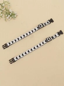 1pc Black Heart Pattern Jacquard Lightweight Soft Pet Collar, Adjustable, Suitable For Small Cats And Dogs For Indoor And Outdoor Use (Not Suitable For Large Dog Accessories) - Black - View 7