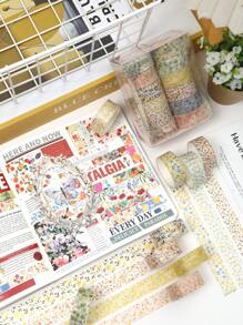 12 Cuộn/Hộp, Băng dính Washi in hoa cây cảnh nóng và họa tiết bạc, Vật liệu trang trí DIY thủ công cho học sinh - Thiết kế họa tiết tinh tế cho trái cây, bướm, sinh vật biển, Băng dính che sổ lưu niệm nhật ký - Nhiều màu - Xem 4