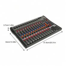 12 Channel Sound Audio Mixer Bluetooth USB DJ Live Studio Mixing Console Amplifi - Black - View 2