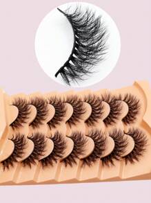 7 Pairs Russian Long Strip Lashes Fluffy Faux Mink Hair 3D False Eyelashes, Russian Curled Dramatic Messy Long Fuller Outer Corner Lashes Makeup - Fluffy Lashes - View 4
