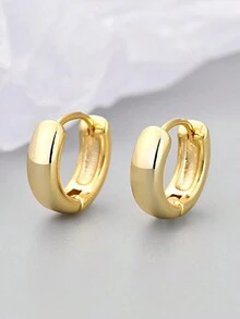 2只装925纯银金属耳环，女士简约银耳环，精致珠宝，奢侈品牌礼品 - 簡約光面 - 查看 11