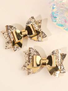 2pcs/4pcs Glitter Gold & Silvery Hair Bow Clips For Girls ,Glamorous Sparkling Hair Bows ,Favor Gifts For Girls ,Alligator Clips ,Festival Party Prom Celebration Hair Barrettes ,Teens Hair Accessories ,Suitable Daily Life ,Vacation - Multicolor - View 13