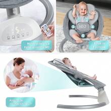 Columpio para bebés, portátil, eléctrico, con pantalla táctil,Silla mecedora para bebe,Moisés Plegable Con Colchón Y Mosquitero,mando a distancia,bluetooth - Gris - Ver 8