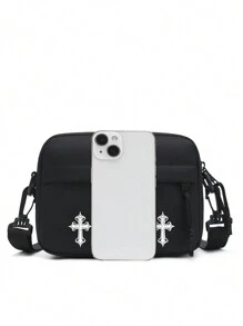 peach tree Borsa a tracolla diagonale, borsa a tracolla mini casual uomo in colore unito semplice di moda, borsa a tracolla versatile leggera in nylon resistente all'acqua per uso quotidiano, borsa da ciclismo