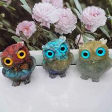 1pc Resin Mold Natural Crystal Chip Stone Handcrafted Owl Resin Figurines Collectibles Of Colorful Owl Gifts And Desktop Decoration For Home Interior Space And Reiki Animal Sculpture Shelf Accents Ornament For Home Office Decor Purple Home Decor