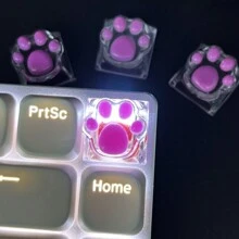 4 件手工制作半透明猫爪键帽适用于定制机械键盘，ABS 树脂材质，商务风格，OEM 外形