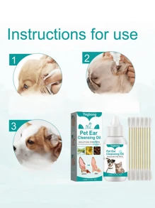1 Box 30ml Pet Ear Cleaning Liquid, Cat & Dog Ear Wash, Ear Canal Cleaner, Deodorizer With Cleaning Swabs - View 5