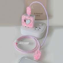 5pcs/Set Heart Glitter Design TPU Phone Charger Protective Case Suitable For 18/20W Apple 16/15/14/13/12 Charger, Soft Cover Anti-Scratch, Anti-Break Cable Protector, Charger Protector