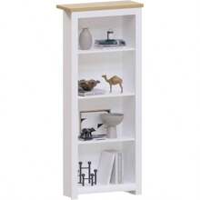 Vida Designs Arlington Bookcase Modern Display Shelves Storage MDF Furniture White 4 Tier - White&Oak1 - View 1