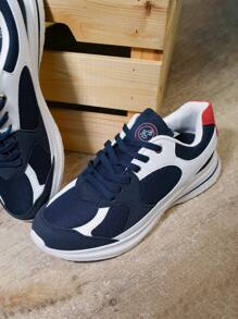 Scarpe da ginnastica stringate da uomo, scarpe da ginnastica resistenti all'usura offrono un supporto eccezionale e una grande durata ad ogni passo - Blu Navy - Visualizzare 2