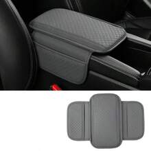 Cojín Universal para reposabrazos de coche, cubierta protectora de cuero PU transpirable para caja de consola central, reposabrazos antiarañazos PGUM - GRIS 1 PIEZA - Ver 6