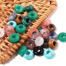 2 件/批天然石珠多色算盘形状大孔散珠适用于珠宝制作 DIY 项链手链配件 - Beads - 查看 6