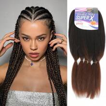 24 Polegadas 6 peças/Pacote Extensões de Cabelo Trançado Sintético Soft Yaki Pré-Esticado, Tranças de Crochê Sintéticas Profissionais Adequadas para Todas as Mulheres - Multicolorido - Visão 6