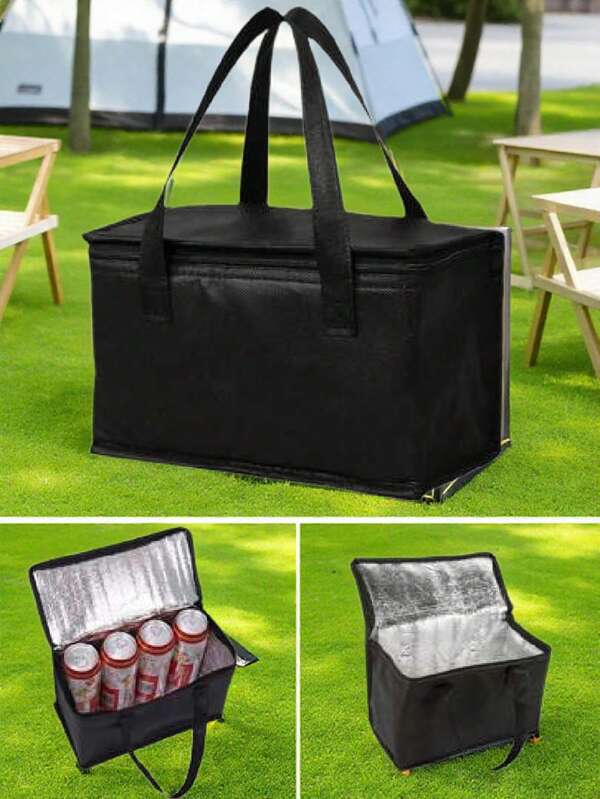 1pc/2pcs Reusable Insulated Lunch Bag, 11.0*6.69*5.51 Inches Large Capacity Lunch Box Container, Leakproof Handbag For Office, Work, School, Beach Or Outdoor Camping, Grocery Tote With Zipper Top