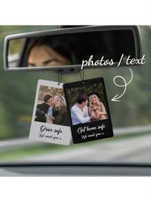 2025New 1PC Personalized Picture Text Backpack, Car Decoration Hanging, Keychain Decoration, Wedding Bridesmaid Gift, Car Decoration Couple Gift Personalized Photo Keychain Pendant, - Multicolor - View 1