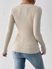 Fall/Winter New Style Women's Knitted Clothes - Long-Sleeved Fashion Sweater - Màu be - Xem 3