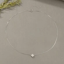 1pc Minimalist Luxury 925 Silver Light Gold/Silver Plated Four-Leaf Clover Pendant Necklace, Fashionable & Versatile For Women Everyday Casual Wear, Gift - Four Leaf Clover - View 3