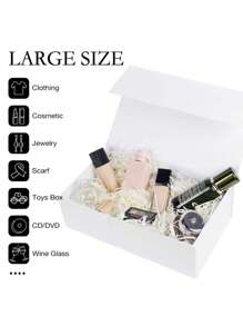 1 pieza - Caja de regalo blanca, caja de regalo de 9 pulg. x 6.7 pulg. x 2.8 pulg., reutilizable con tapa y cierre magnético, rectangular y plegable para propuesta de novio, boda, Navidad, Halloween, embalaje de regalo de cumpleaños - Blanco - Ver 3