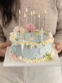 蛋糕蜡烛 - 持久耐用，可计数，纤细设计，是生日庆祝的理想之选 - 为甜点桌增添魅力，是完美生日派对和节日装饰的必备蛋糕装饰品 - 彩色 - 查看 2