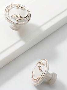 2pcs Set Modern Single Hole Pull Handle Solid Thick White Mini Pull Handle For Cabinet, Closet, Drawer - White - View 5