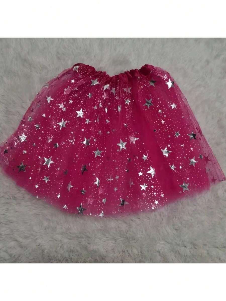 Tulle Skirt With Star Details Carnival Tutu A-9 - 玫紅色 - 查看 1