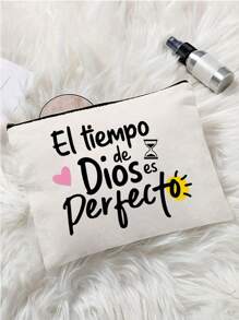 “El-Tiempo”字母彩印化妆包，高校宿舍化妆品收纳，简易洗漱用品洗漱包，运动装饰包，礼品包，化妆包，教师节礼物，可重复使用化妆包，女士简约大容量旅行化妆包 - 彩色 - 查看 8