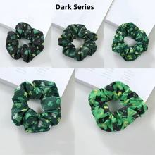 1pc Irish St. Patrick's Day Clover Scrunchie, Fresh Mori Style Big Spring Coil Hair Rope, Party Festival
