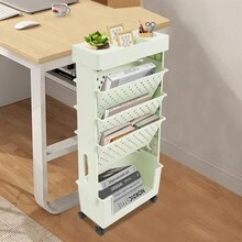 YUNRUX 5-Tier Rolling Cart Multifunctional Storage Cart Storage Shelf, Storage Bookshelf Shelf With Wheels - 綠色 - 查看 8