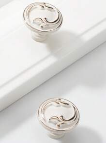 2pcs Set Modern Single Hole Pull Handle Solid Thick White Mini Pull Handle For Cabinet, Closet, Drawer - White - View 1