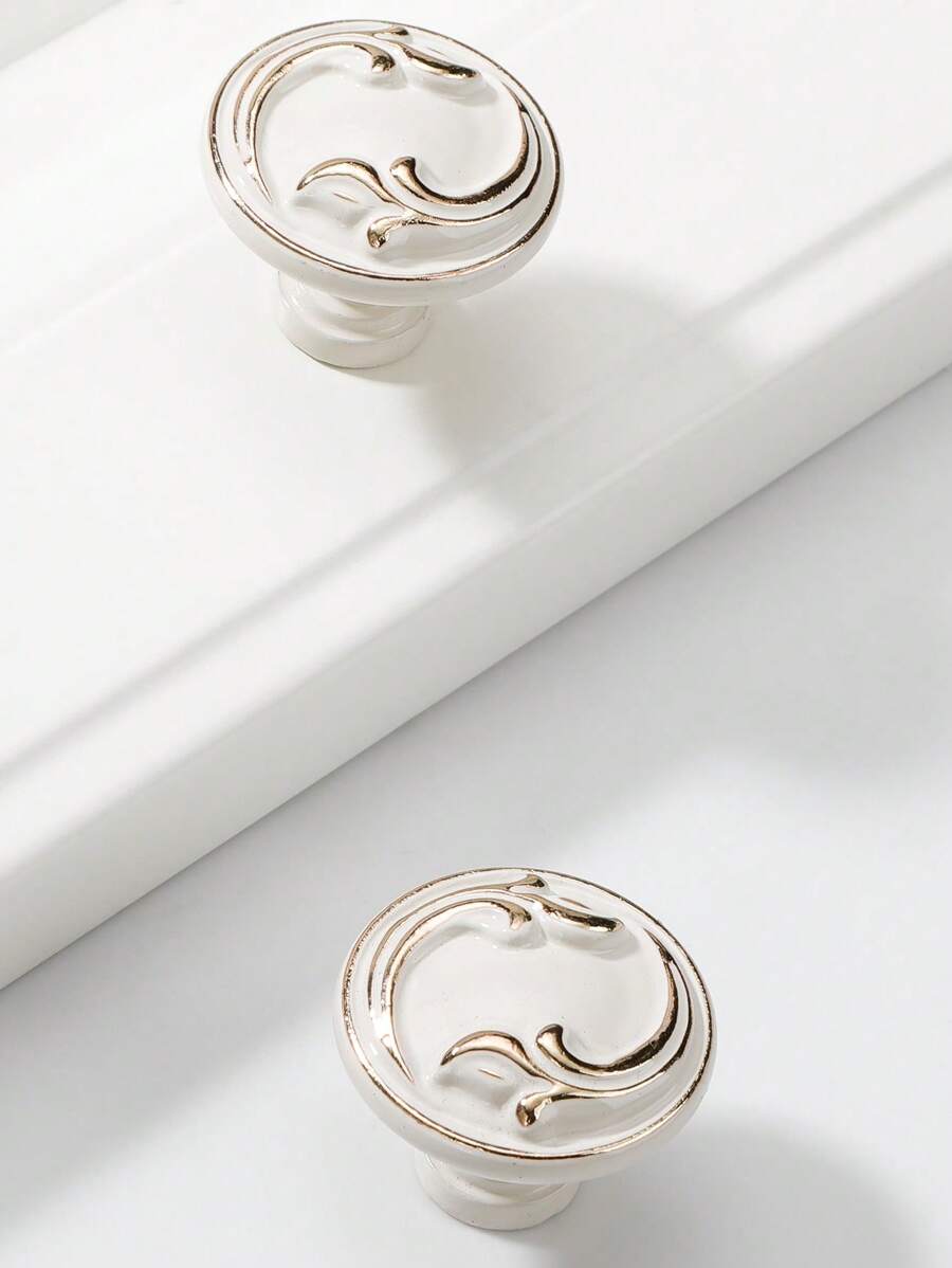 2pcs Set Modern Single Hole Pull Handle Solid Thick White Mini Pull Handle For Cabinet, Closet, Drawer - White - View 1