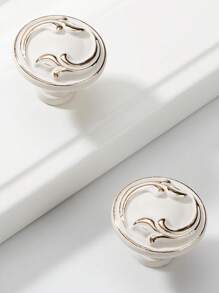 2pcs Set Modern Single Hole Pull Handle Solid Thick White Mini Pull Handle For Cabinet, Closet, Drawer - White - View 4