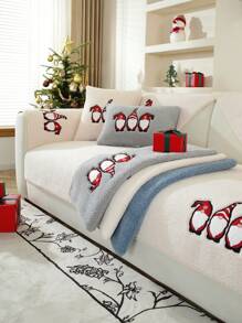 1 Pc Gnomes Christmas Decorations Sofa Cover, Thickened Warmly Sherpa Fleece Couch Cover Sofa Slipcover For Living Room Decor