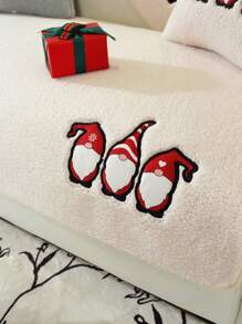 1 Pc Gnomes Christmas Decorations Sofa Cover, Thickened Warmly Sherpa Fleece Couch Cover Sofa Slipcover For Living Room Decor