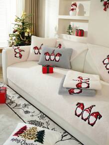 1 Pc Gnomes Christmas Decorations Sofa Cover, Thickened Warmly Sherpa Fleece Couch Cover Sofa Slipcover For Living Room Decor