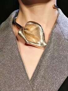 1pc Women's Exaggerated Calla Lily Necklace Choker - Yellow Gold - View 4