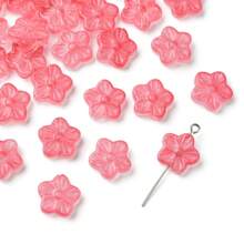 30Pcs Baking Paint Glass Beads, Flower, 12.5x13x4.5mm, Hole: 1.2mm
