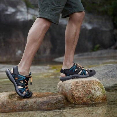 CAMEL CROWN 男士徒步凉鞋，防水闭趾水凉鞋，运动户外凉鞋，可调节夏季凉鞋，适合沙滩、钓鱼、散步