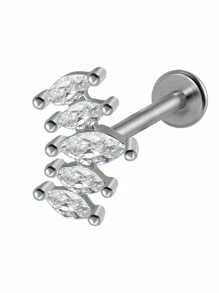 1PC Stainless Steel Threadless Marquise Zirconia Labret Lip Stud Cz Ear Cartilage Tragus Helix Earrings Daith Piercing Body Jewelry