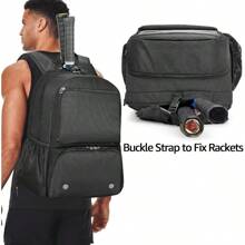 DSLEAF Tennis Backpack Holds 2 Rackets Tennis Bag With Separate Ventilated S Compartment For Tennis/Pickleball/Badminton/Squash Sports - Black1 - View 5