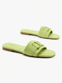 Royalfashion Lila Damen Flip-Flops mit Schnalle Rydr - Lindgrün - Übersicht 2