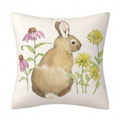 Easter Pillow Covers Vintage Watercolor Bunny Flower Throw Pillowcases Cushion Covers For Home