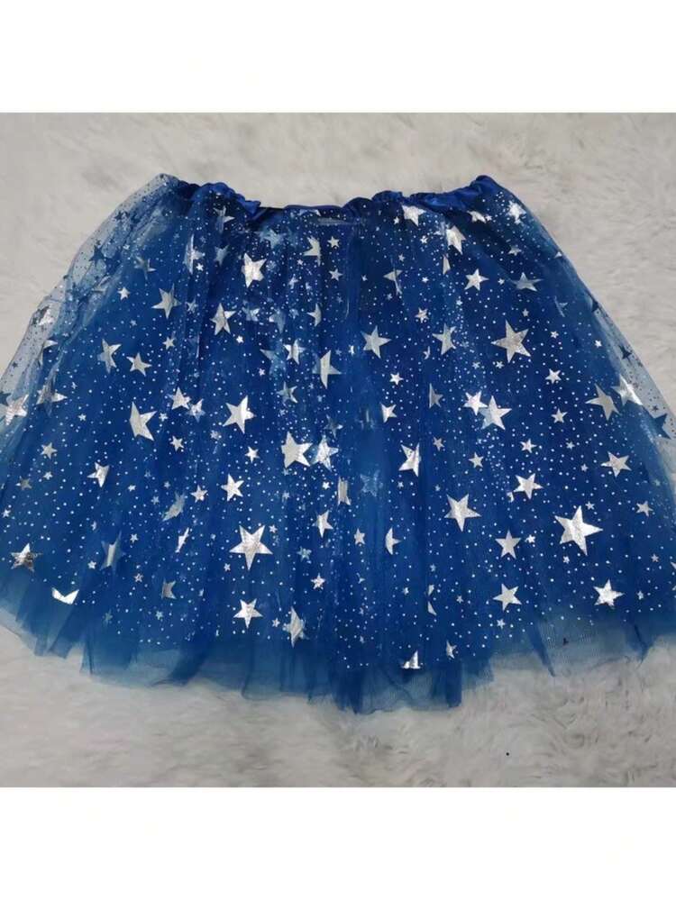 Tulle Skirt With Star Details Carnival Tutu A-9 - Navy Blue - View 2