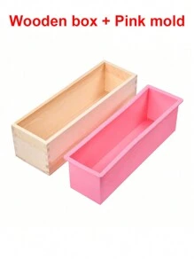 42oz 1.2L Flexible Rectangular Silicone Soap Mold - Easy-Release Wood Box Design For Soap Making, DIY Tool With Construction - Purple And Pink - Multicolor - View 7